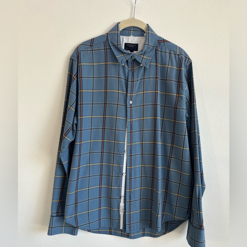 Rag & Bone Fit2 Men’s blue plaid shirt, large